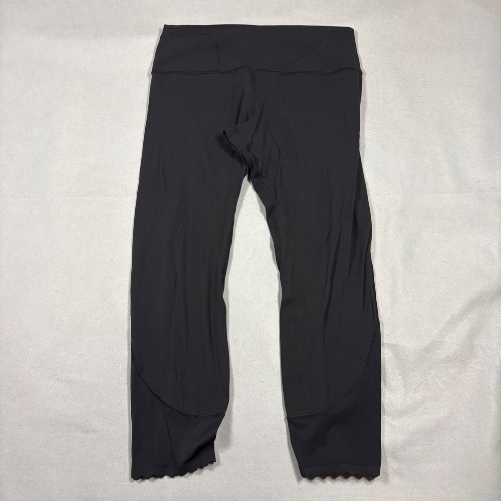 Lululemon Align High-Rise Crop 23 Scalloped Hem Black Leggings Size 14 W5ECPS